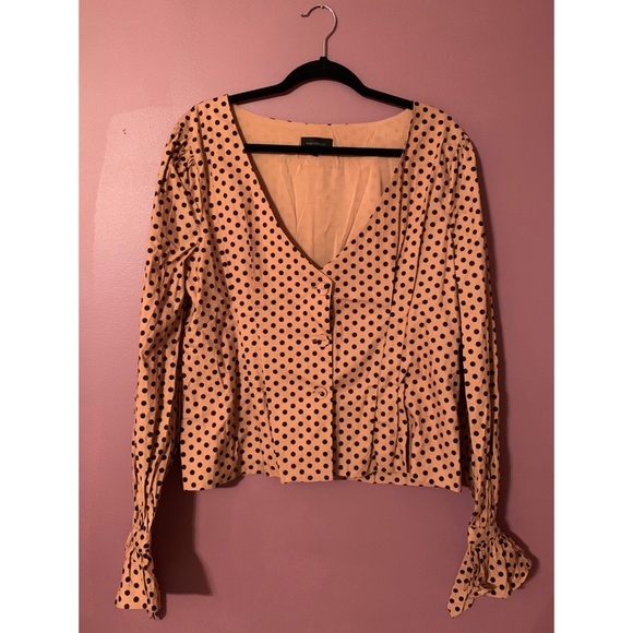 NWT Majorelle Claire Top in Tan & Black Dot Top - Picture 5 of 6
